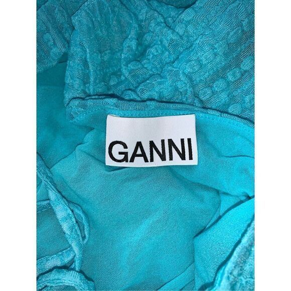 Ganni Ruched Stretch Lace Halter Maxi Dress - Picture 9 of 15